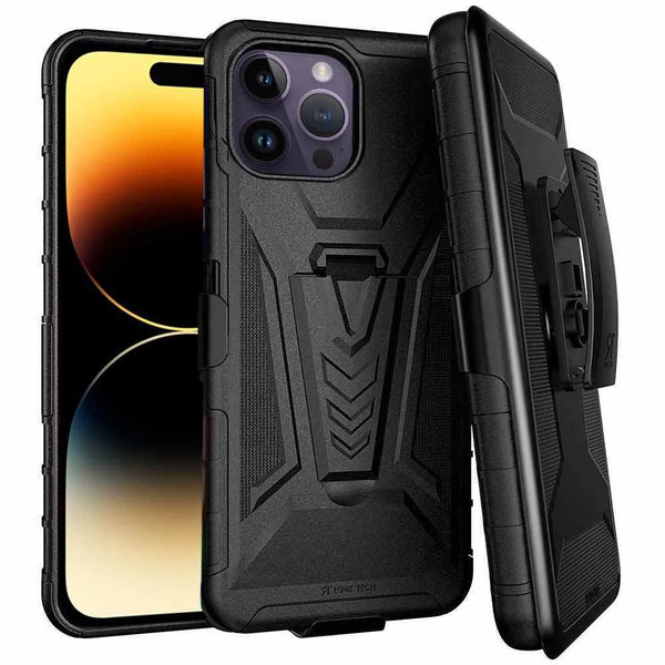 Apple iPhone 14 Pro Max Dual-Layer Holster Case with Kickstand