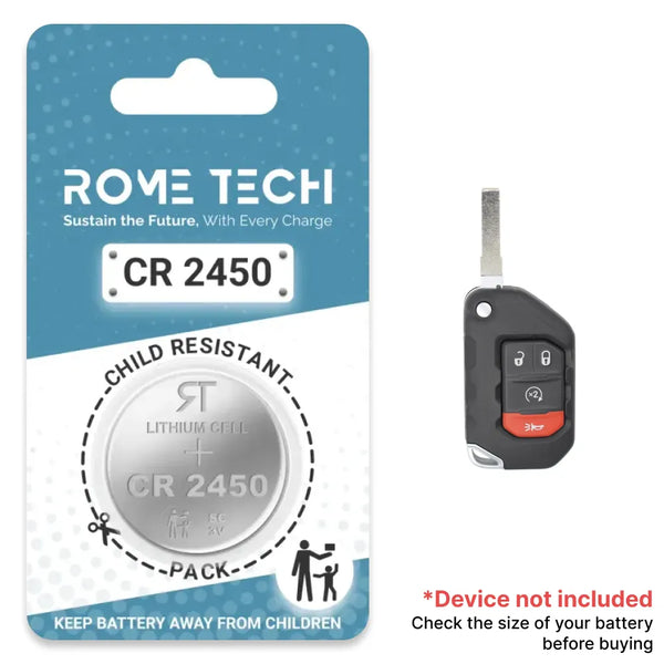 Replacement Battery for Key Fob - Jeep Wrangler 2018-2024