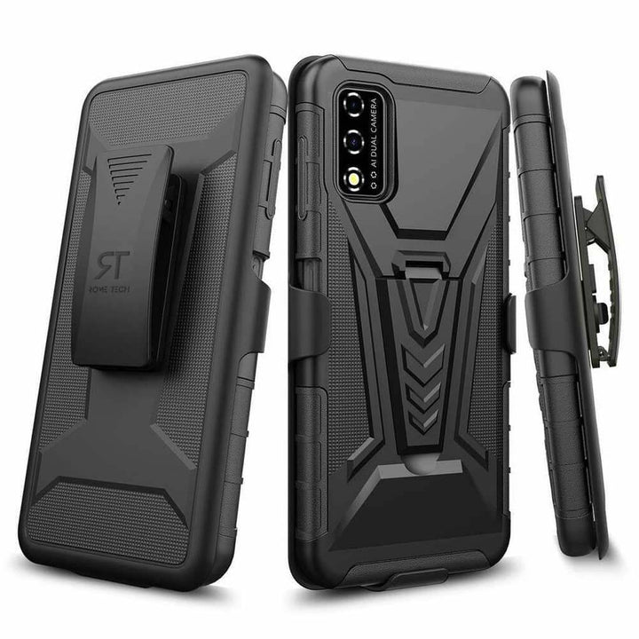 T-Mobile Revvl V 4G Dual-Layer Holster Case with Kickstand